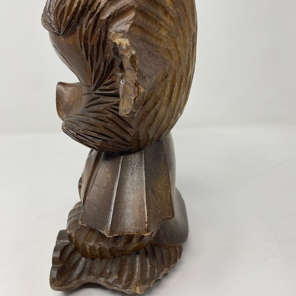 Vintage Hand Carved Wood Bear Figure With Hat - Picture 3 of 6